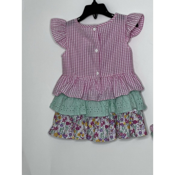 Rare Editions Girls 3T Ruffled Top/Pants Set Pink Plaid Bunny Searsucker Easter - Picture 3 of 7